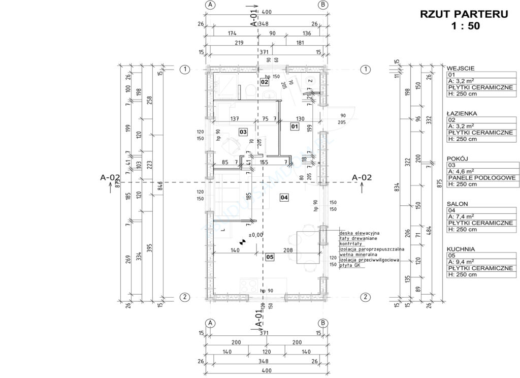 rzut domu letniskowego 70m2