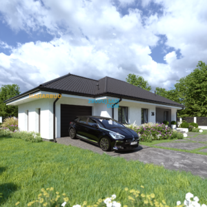 Projekt domu parterowego 93 m² z garażem – tani w budowie