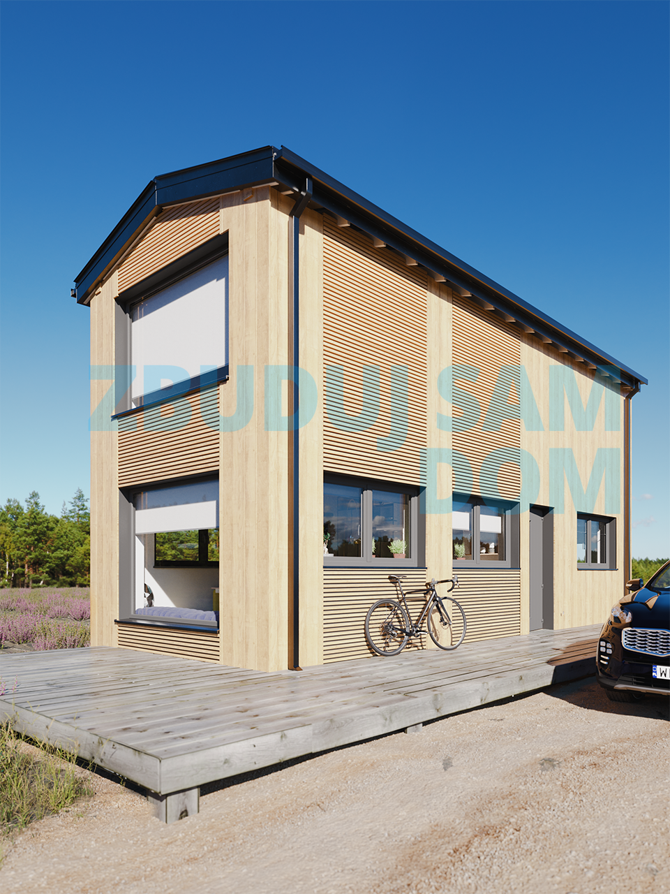 Projekty domów 70 m² na wąską działkę z wejściem od północy – układy, światło i koszty (2026)