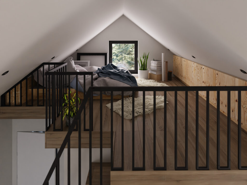 murowany domek z antresolą