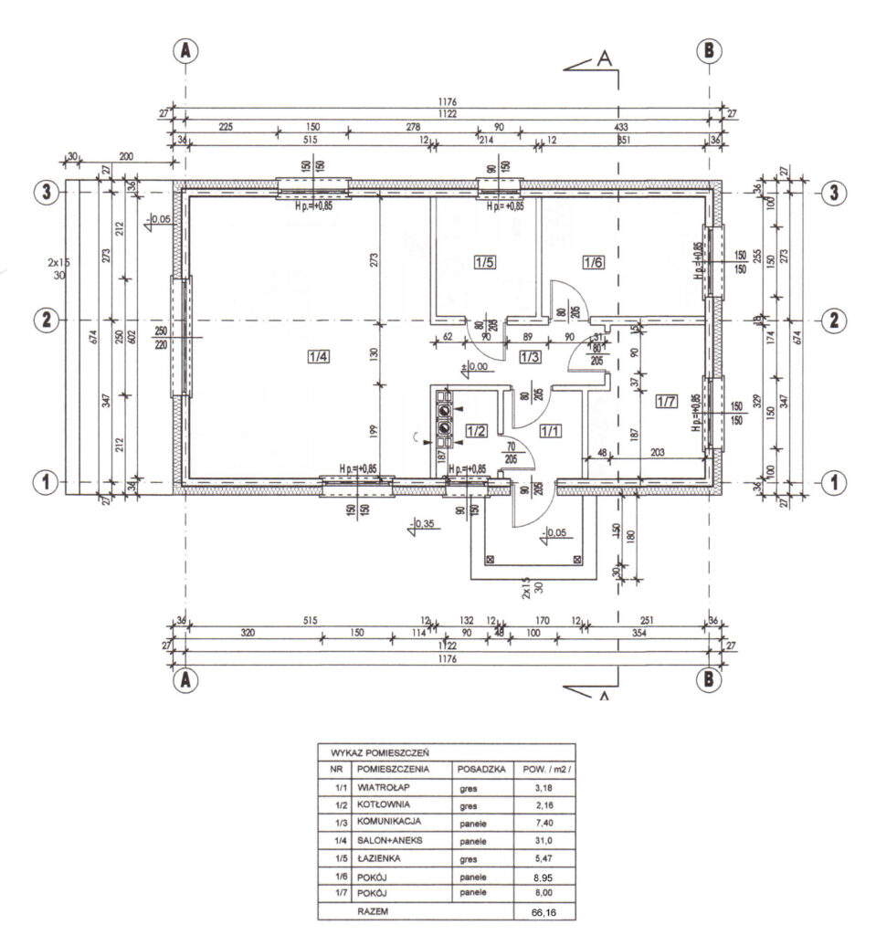 projekt szkieletowy do 70m2
