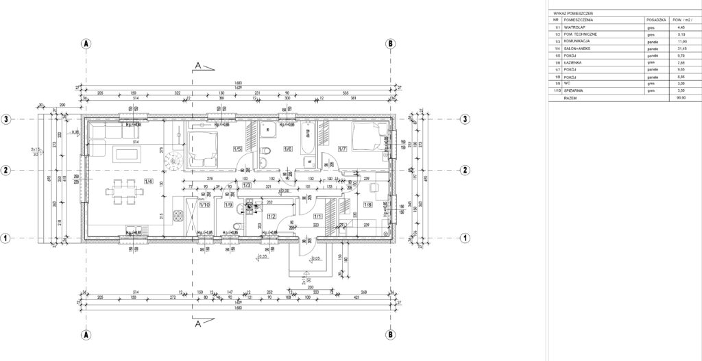 rzut parteru nowoczesna stodoła