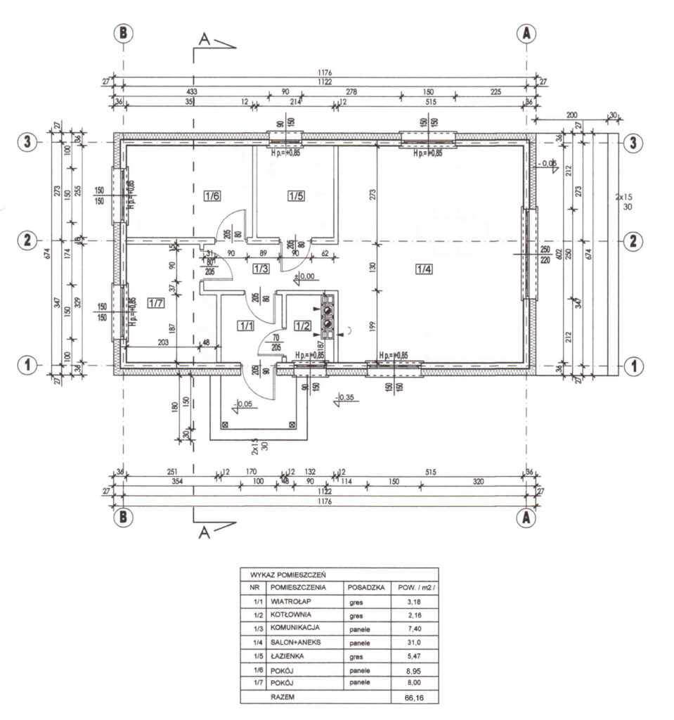 projekt szkieletowy do 70m2