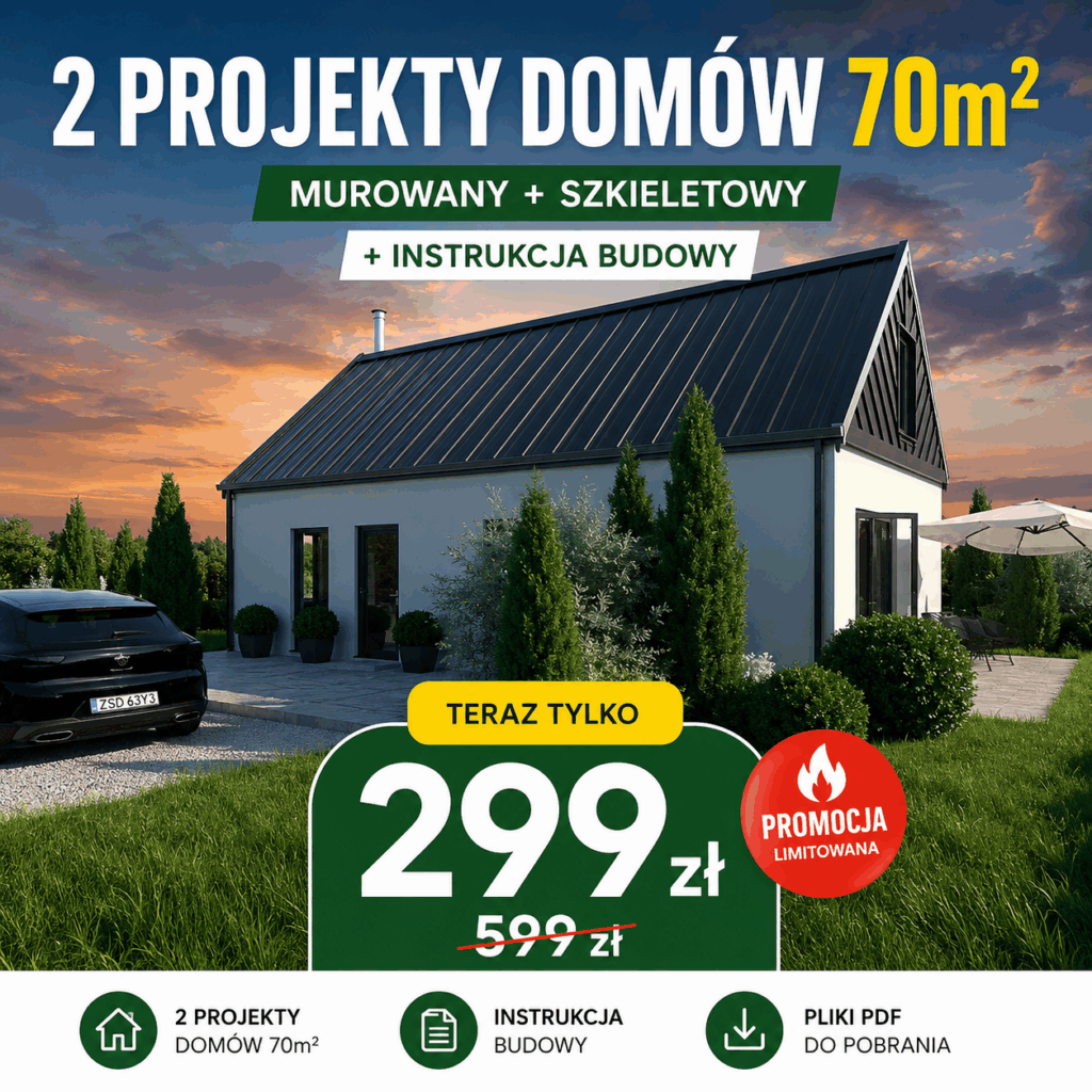 projekty domów 70m2