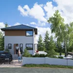 Murowany domek letniskowy 35 m² na zgłoszenie – wizualizacja