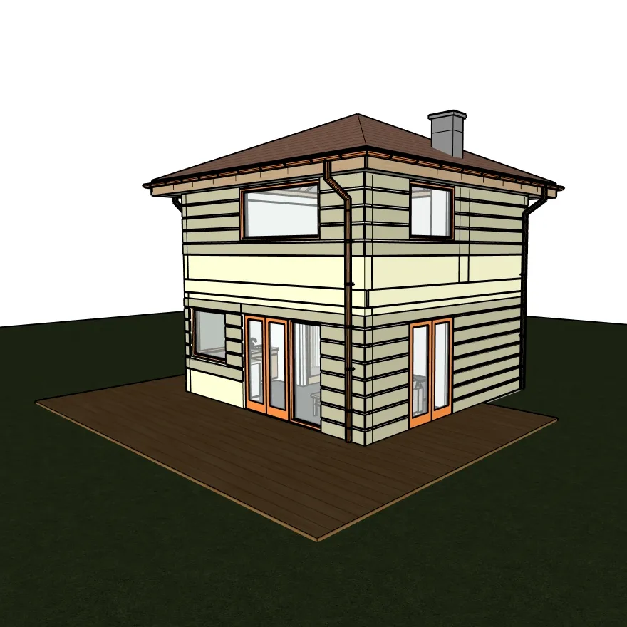 Elewacje projektu domku letniskowego 35 m² na zgłoszenie