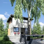 Projekt domku letniskowego 35 m² na zgłoszenie z dachem kopertowym
