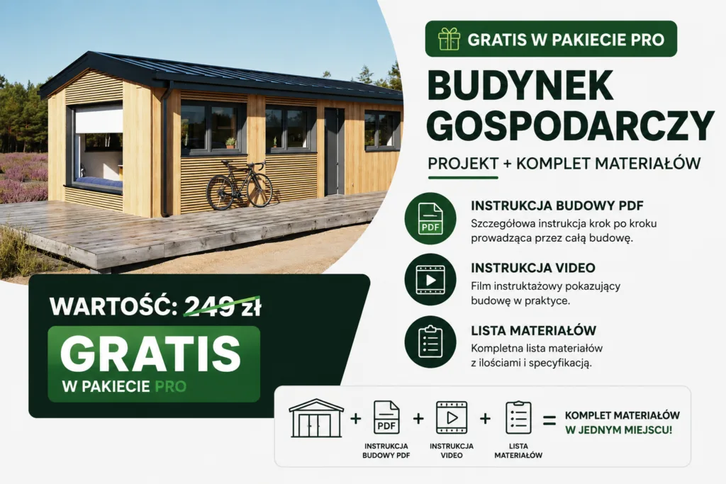 Budynek gospodarczy – instrukcja budowy PDF, instrukcja video i lista materiałów