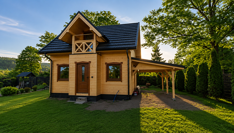 Dom Pana Patryka – dom szkieletowy 35 m² z balkonem i antresolą