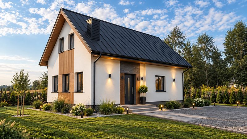 Elewacja domu 114 m2 – etap budowy
